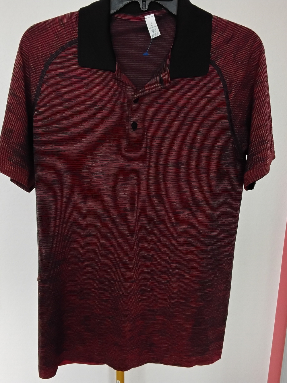 lululemon athletica Men's Maroon Space-Dyed Polo with Black Collar